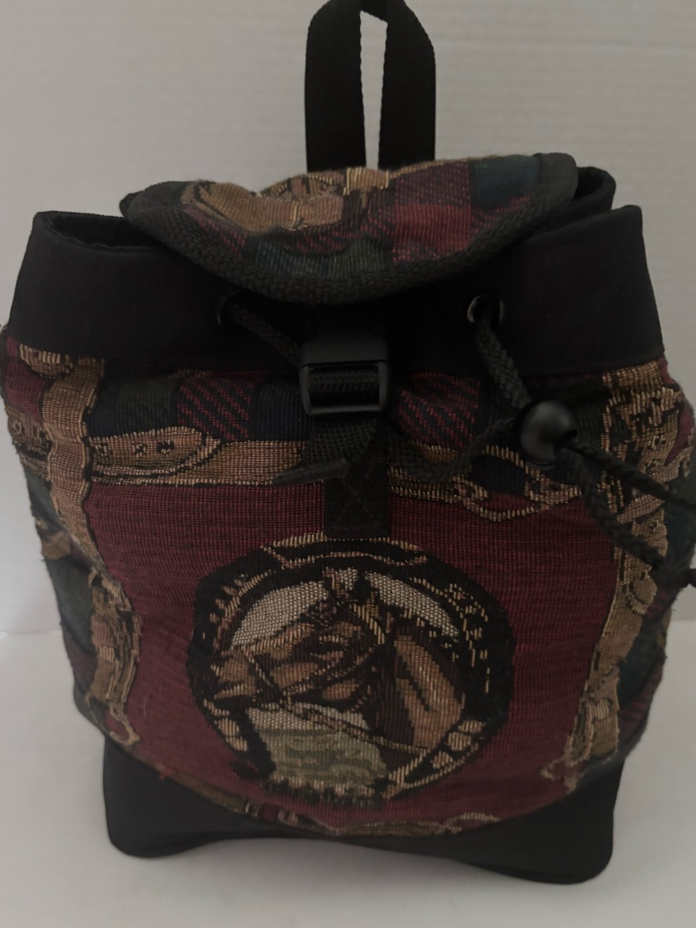 EQUESTRIAN TAPESTRY BACKPACK MADE by HORSE HANDBAGS 12”HIGH by 10” WIDE